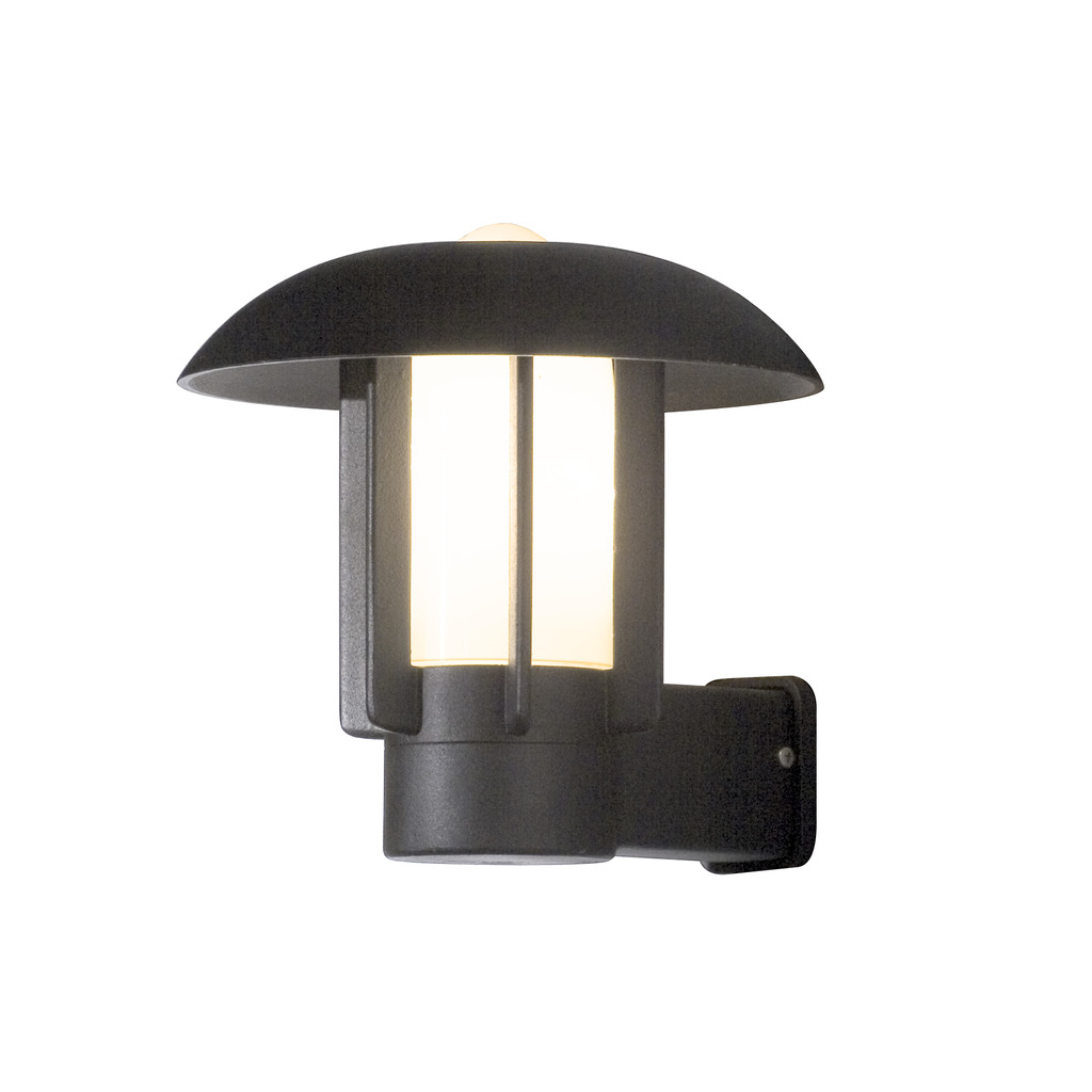 Heimdal Negro lámpara de exterior De Konstsmide - El diseño minimalista de la lámpara con cristal opal le da un toque industrial y encaja perfectamente con fachadas modernas y clásicas.