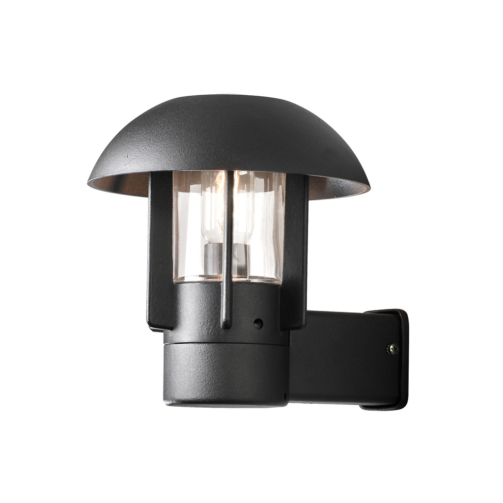 Heimdal Negro lámpara de exterior De Konstsmide - El diseño minimalista de la lámpara con detalles en cristal transparente añade un toque industrial y encaja perfectamente con fachadas modernas y clásicas.