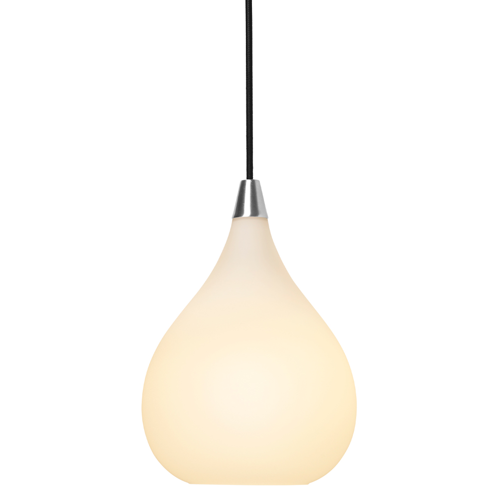 Drops Ø17 Blanco Lámpas de techo De Halo Design - La pantalla de cristal opalino soplado crea una fina difusión de la luz y, en combinación con los detalles de aluminio cepillado, la lámpara contribuye a crear una hermosa atmósfera en la habitación.