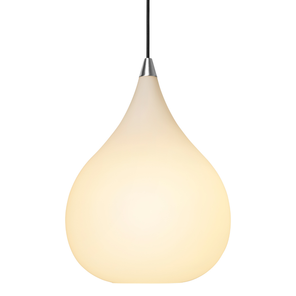 Drops Ø30 Blanco Lámpas de techo De Halo Design - La pantalla de cristal opalino soplado crea una fina difusión de la luz y, en combinación con los detalles de aluminio cepillado, la lámpara contribuye a crear una hermosa atmósfera en la habitación.