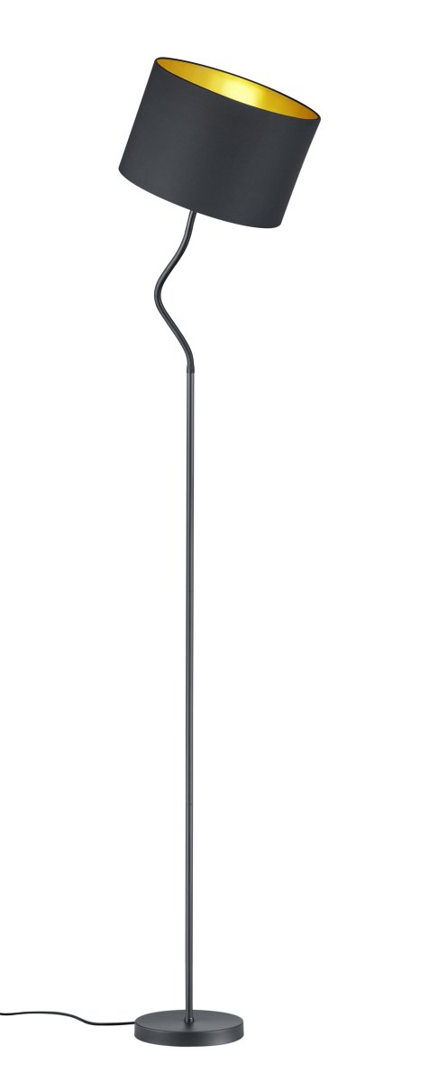 Hostel Negro lámpara de pie De Trio Lighting - Con una altura de hasta 156 cm, la combinación de negro y dorado es elegante y noble al mismo tiempo, un punto de atracción especial con un gran efecto de iluminación.