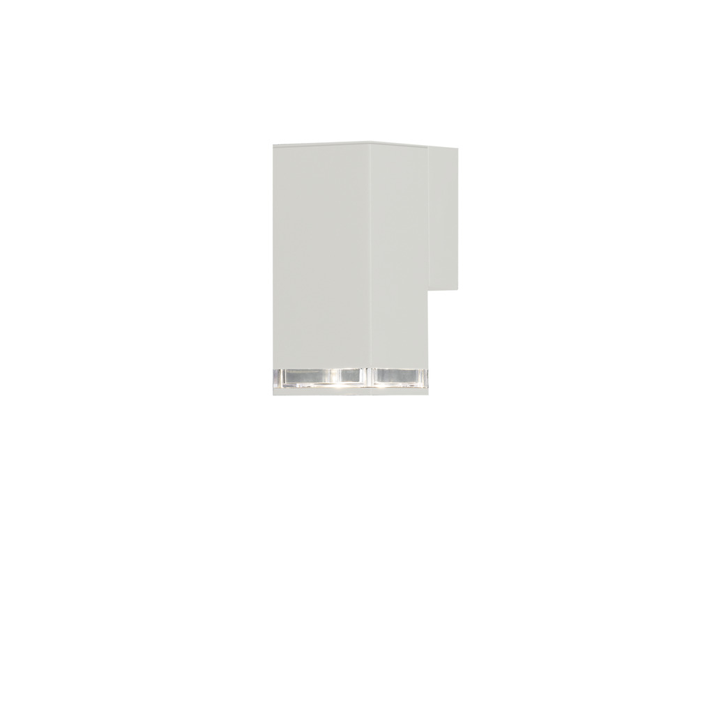 Pollux Blanco lámpara de exterior De Konstsmide - Con su diseño en forma de cubo y su luz directa, es ideal para crear una atmósfera sofisticada en zonas de entrada y zonas de paso.