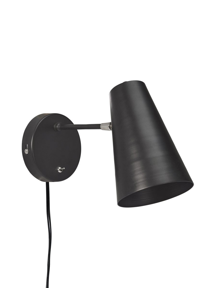 Cornet 26cm Negro lámpara de pared De PR Home - Cable de pl&aacute;stico negro de 1,4 m de largo.