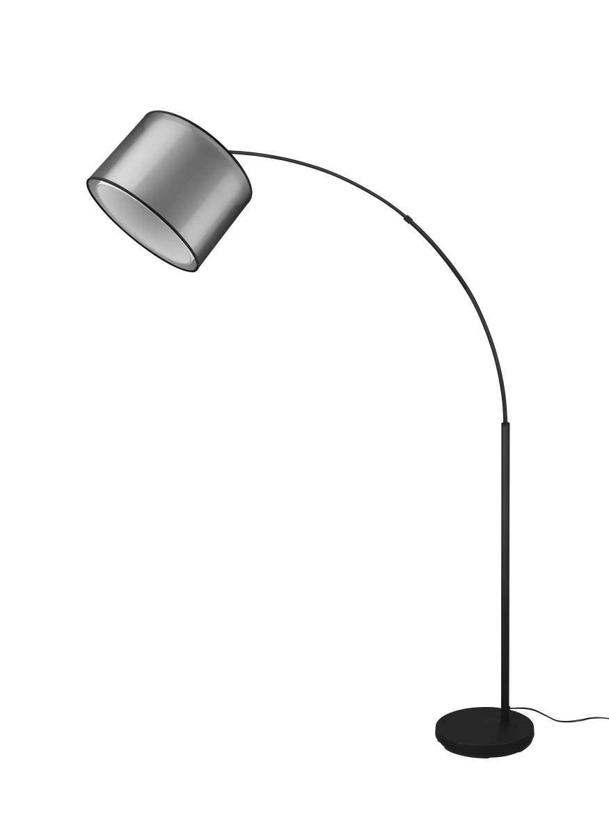 Burton Negro lámpara de pie De Trio Lighting - La moderna combinación de una pantalla interior de tela blanca y una pantalla exterior de plástico negro transparente parece individual y refrescante al mismo tiempo y se puede integrar en espacios habitables modernos.