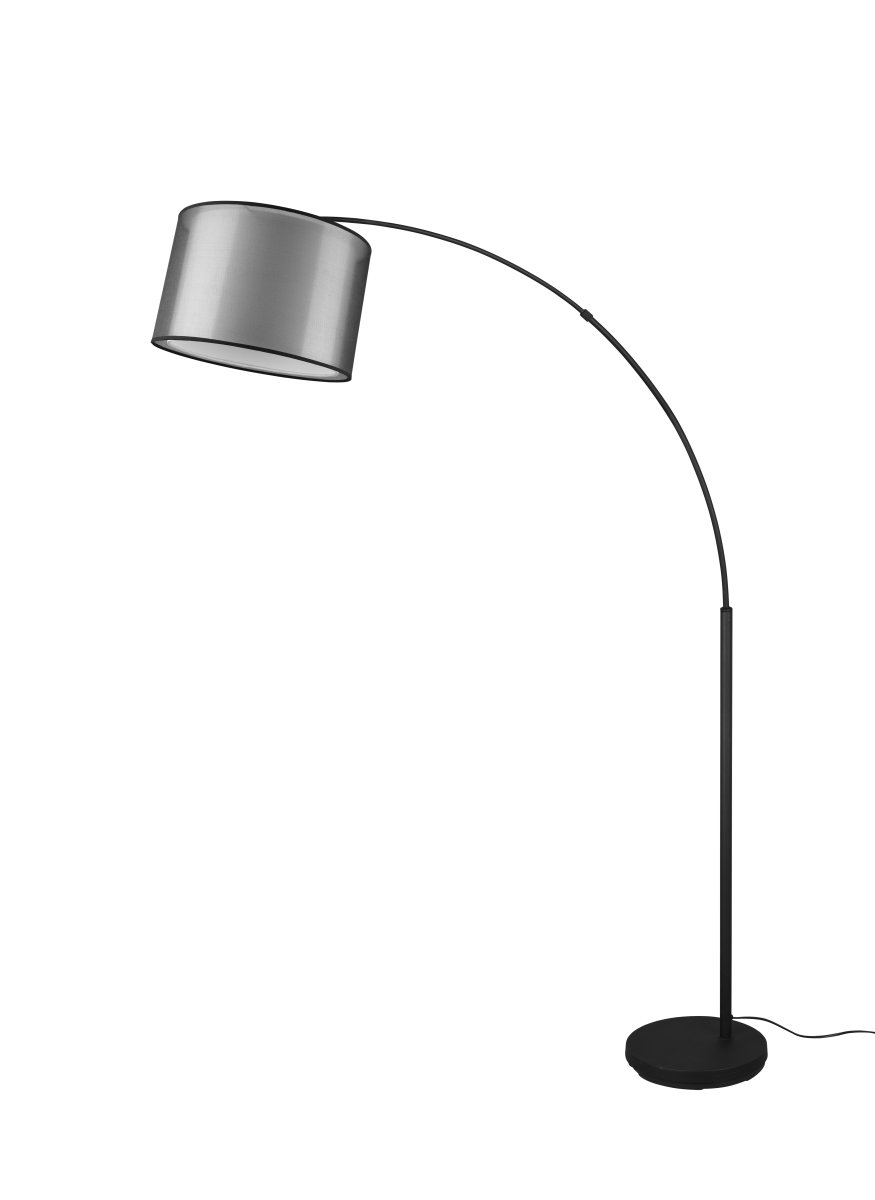Burton Negro lámpara de pie De Trio Lighting - La moderna combinación de una pantalla interior de tela blanca y una pantalla exterior de plástico negro transparente parece individual y refrescante al mismo tiempo y se puede integrar en espacios habitables modernos.