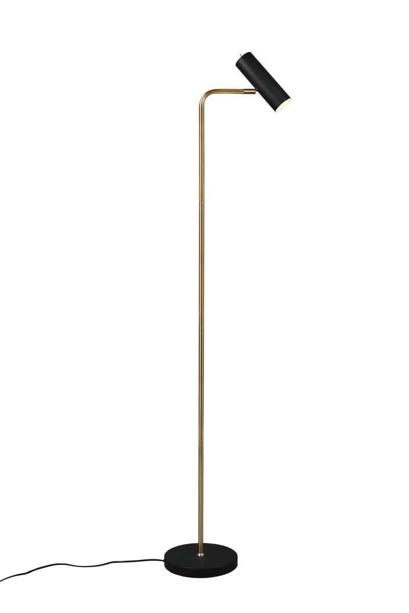 Marley Latón mate lámpara de pie De Trio Lighting - El cabezal móvil se puede ajustar fácilmente hacia arriba o hacia abajo, lo que hace que la lámpara sea perfecta como luz de lectura en el sofá o como iluminación discreta en el pasillo.