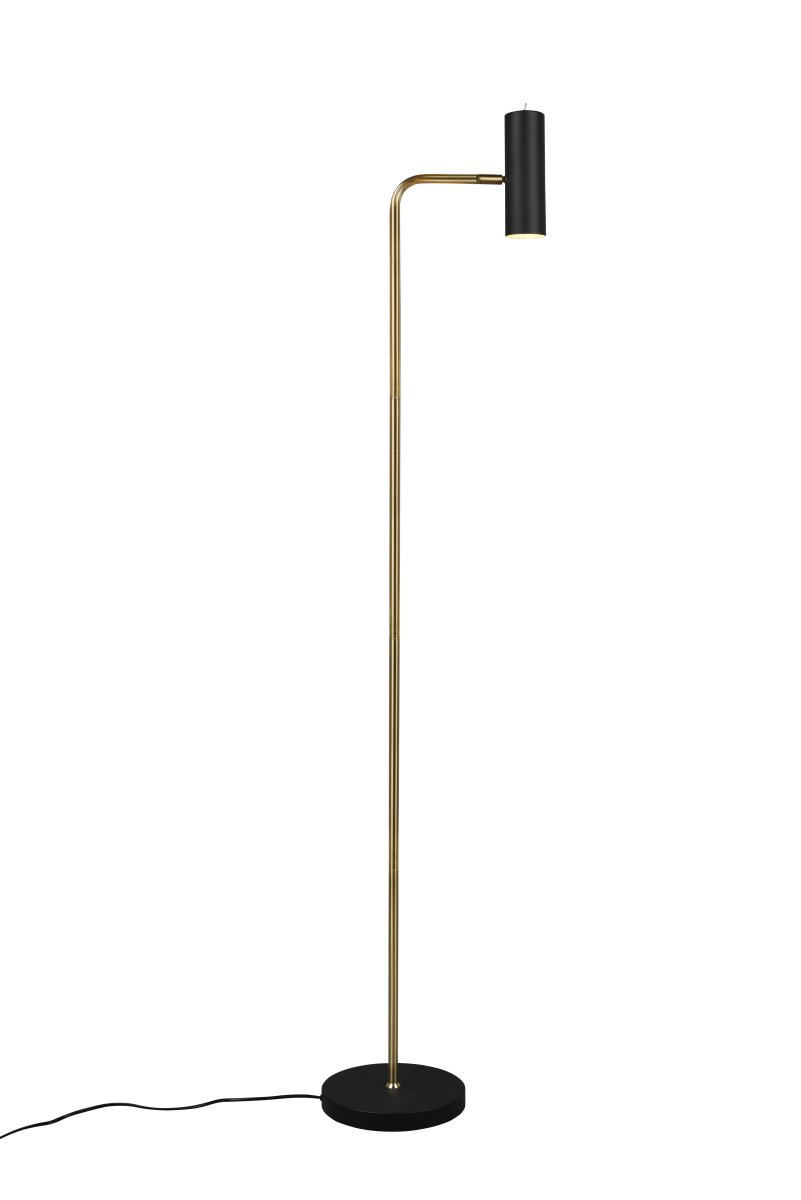 Marley Latón mate lámpara de pie De Trio Lighting - El cabezal móvil se puede ajustar fácilmente hacia arriba o hacia abajo, lo que hace que la lámpara sea perfecta como luz de lectura en el sofá o como iluminación discreta en el pasillo.