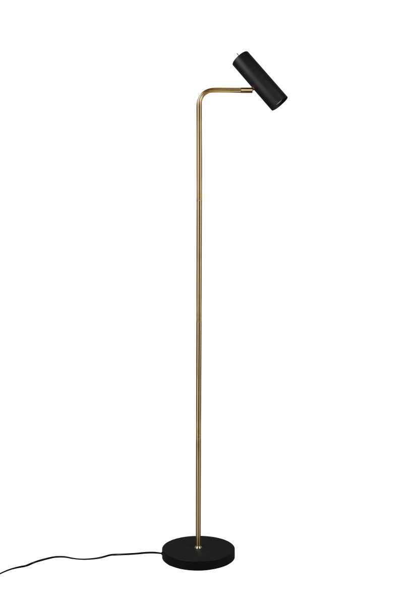 Marley Latón mate lámpara de pie De Trio Lighting - El cabezal móvil se puede ajustar fácilmente hacia arriba o hacia abajo, lo que hace que la lámpara sea perfecta como luz de lectura en el sofá o como iluminación discreta en el pasillo.