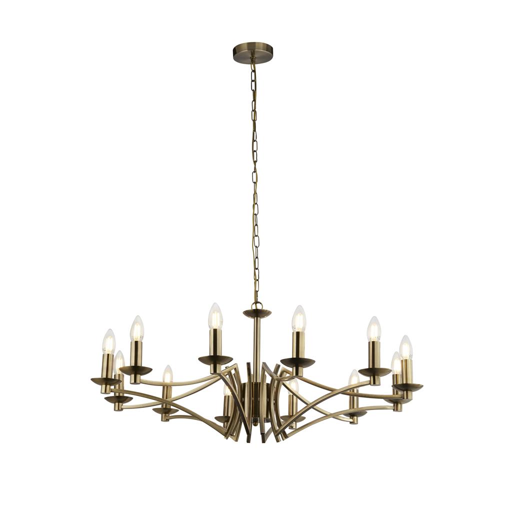 Ascot Ø88 Latón antiguo Lámpas de techo De Searchlight - La lámpara de araña Ascot es una clásica lámpara de metal con un acabado en latón antiguo, que la convierte en un punto focal impactante en cualquier estancia.