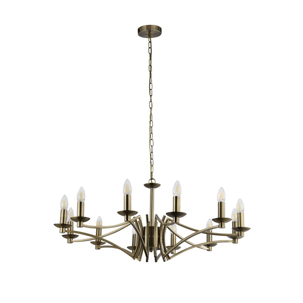 Ascot Ø88 Latón antiguo Lámpas de techo De Searchlight - La lámpara de araña Ascot es una clásica lámpara de metal con un acabado en latón antiguo, que la convierte en un punto focal impactante en cualquier estancia.