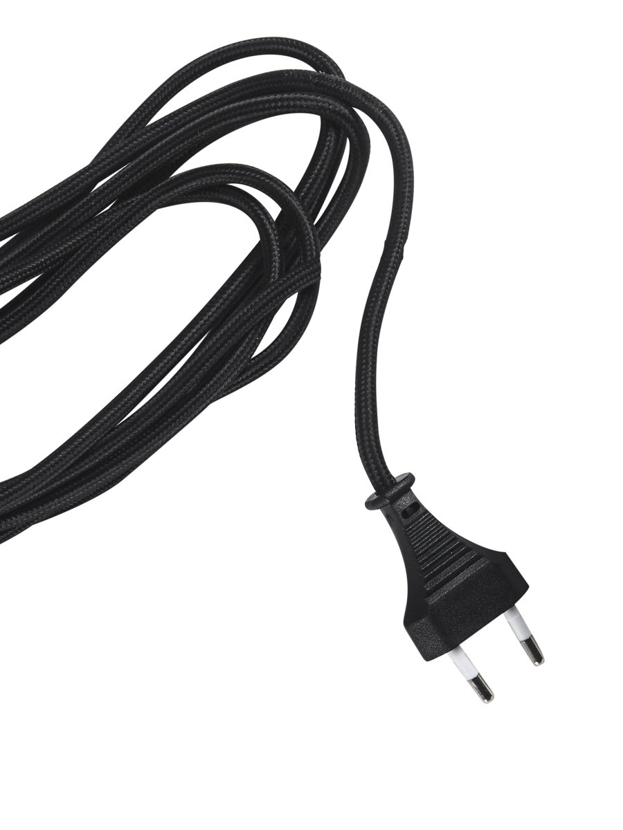 Solo Ø13 Negro lámpara de ventana De PR Home - Cable textil negro de 3,5 metros, soporte para colgar y enchufe de pared.