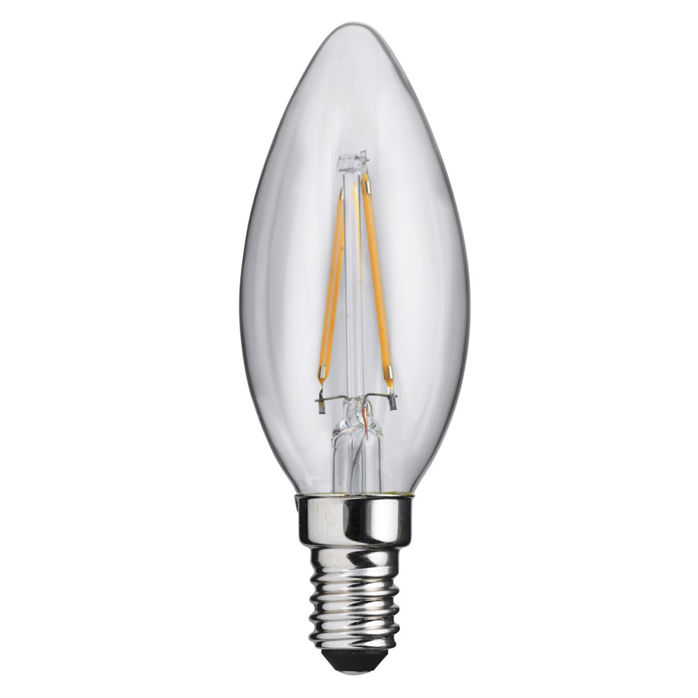 LED E14 Tipo Vela 0,8W 2700K Transparente De Unison - Con una potencia de 0,8 W y una luz c&aacute;lida y suave de 2700 K, crea un ambiente acogedor en ambientes modernos y cl&aacute;sicos.