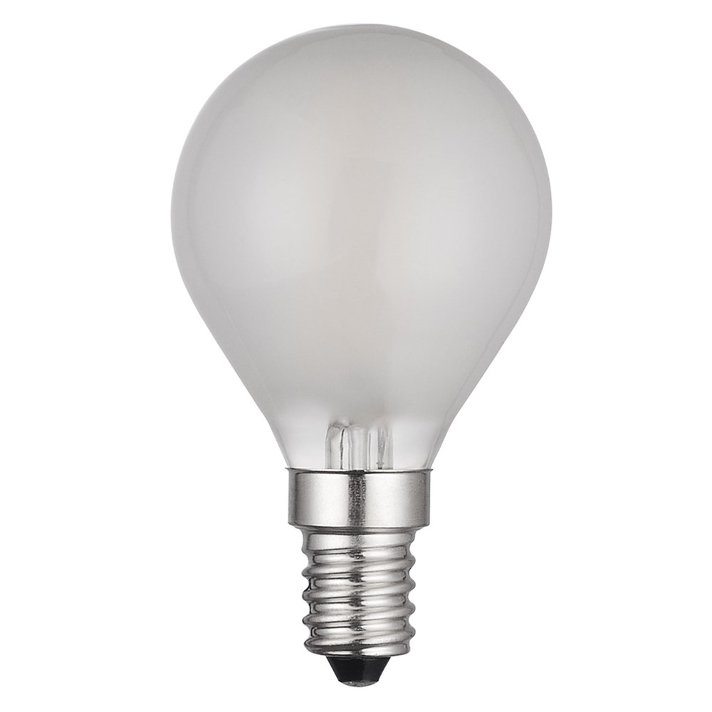 LED E14 globo mate 4W 2700K Blanco De Unison - La superficie mate reduce el deslumbramiento y es ideal para luminarias m&aacute;s peque&ntilde;as donde se desea una iluminaci&oacute;n atmosf&eacute;rica y energ&eacute;ticamente eficiente.