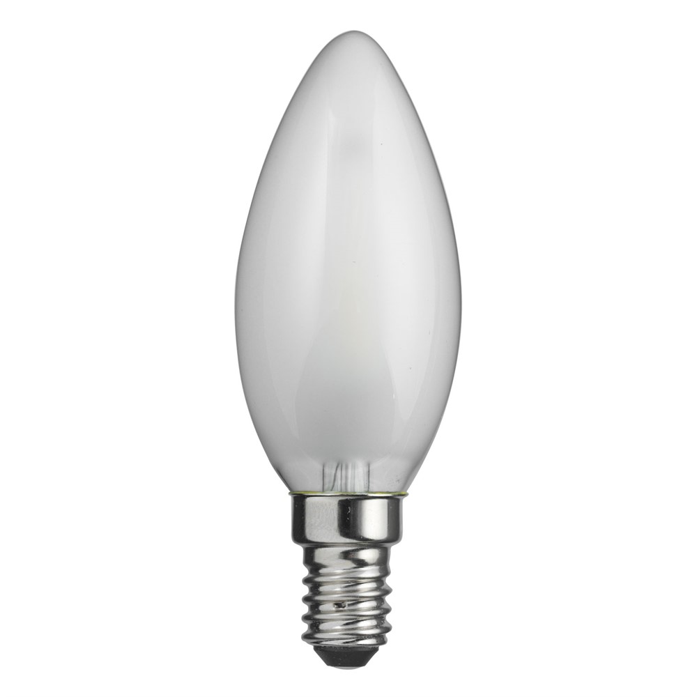 LED E14 Tipo Vela mate 2W 2700K Blanco De Unison - L&aacute;mpara de ara&ntilde;a CLASSIC mate E14 con fuente de luz de 2W y una luz c&aacute;lida de 2700K que garantiza una distribuci&oacute;n de la luz suave y agradable.