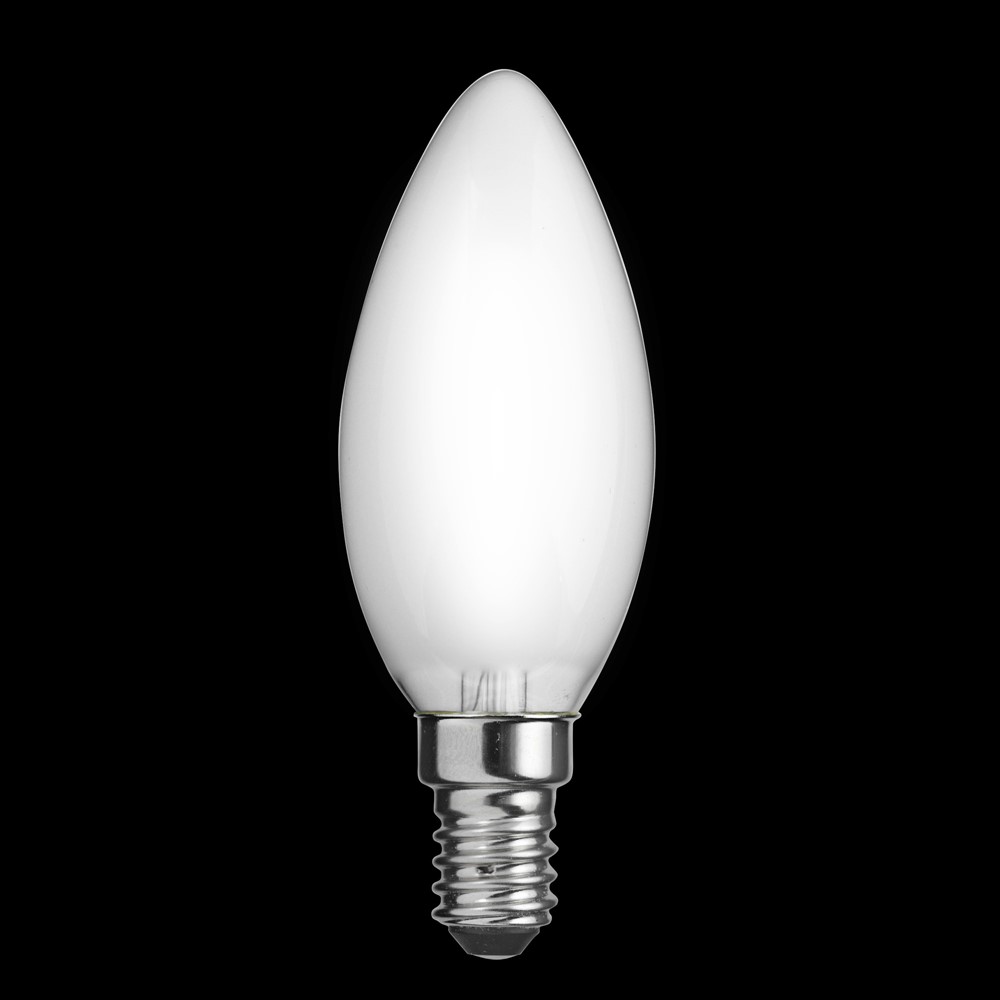 LED E14 Tipo Vela mate 2W 2700K Blanco De Unison - L&aacute;mpara de ara&ntilde;a CLASSIC mate E14 con fuente de luz de 2W y una luz c&aacute;lida de 2700K que garantiza una distribuci&oacute;n de la luz suave y agradable.