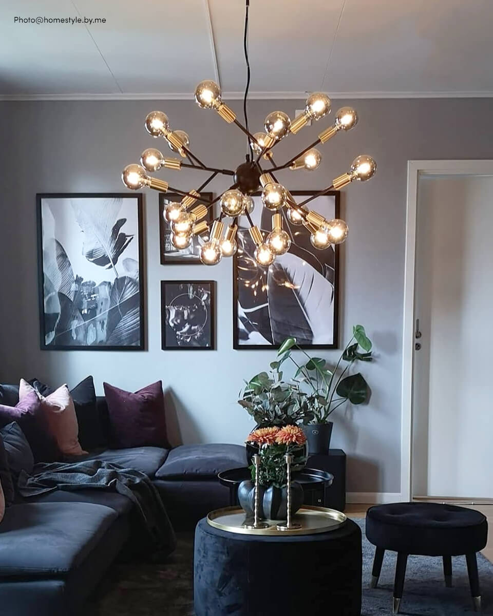 Heroes Ø80 Negro Lámpas de techo De By Rydéns - Heroes consta de m&uacute;ltiples brazos con un total de 24 bombillas y un casquillo E27.