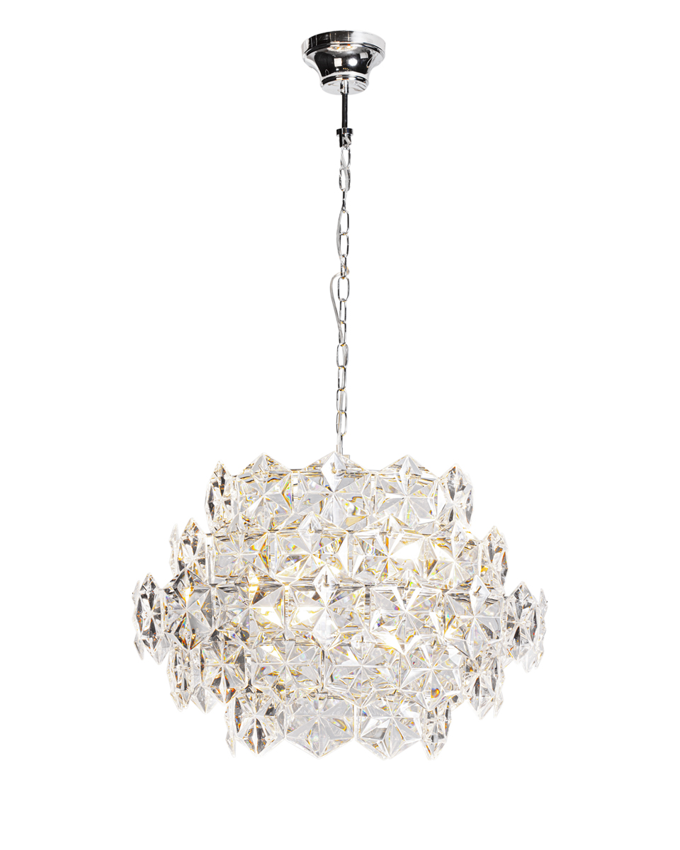 Monarque Ø58 Transparente cristal De By Rydéns - La suspensi&oacute;n de cadena cromada realza su sofisticaci&oacute;n y la convierte en un elegante punto focal sobre la mesa del comedor o en el sal&oacute;n.