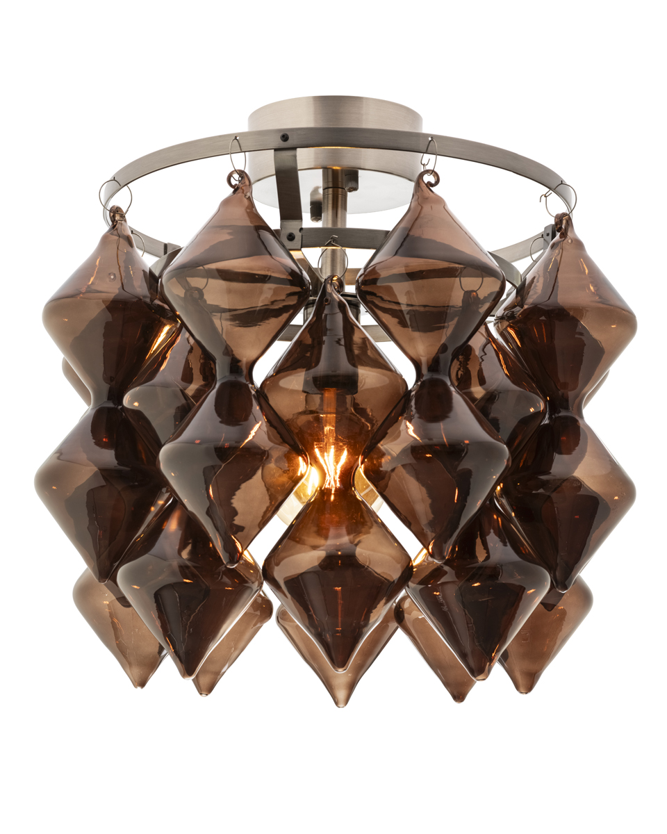 Gemma Ø45 Marrón plafón De By Rydéns - Dise&ntilde;ada por Lisa Hilland, la l&aacute;mpara de techo Gemma es una pieza de dise&ntilde;o &uacute;nica, a la moda gracias a su cristal marr&oacute;n.