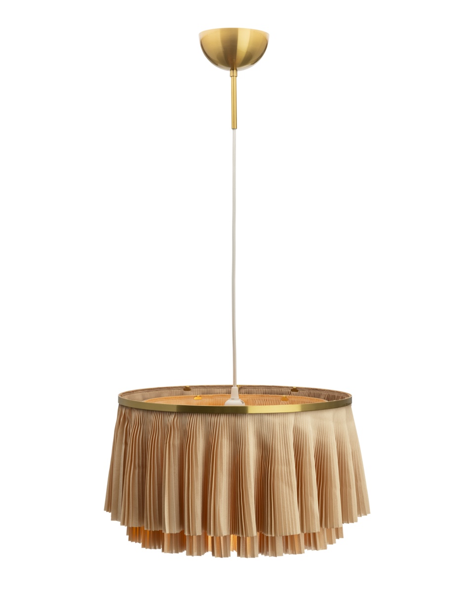 Ophelia Ø40 Beige Lámpas de techo De By Rydéns - Al encenderse, la l&aacute;mpara emite una luz suave y ambiental, creando una atm&oacute;sfera c&aacute;lida y acogedora.