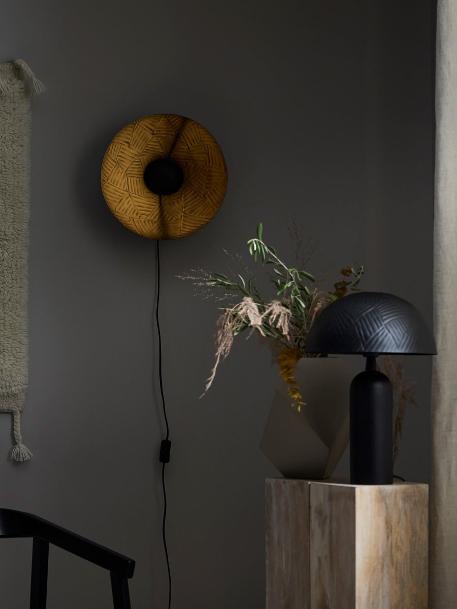 Ribble Ø35 Negro lámpara de pared De PR Home - Cable de plástico negro de 190cm con interruptor de encendido aprox.