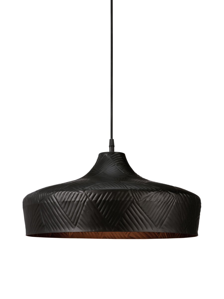 Ribble Ø45 Negro Lámpas de techo De PR Home - Cable de plástico negro de 1,5 m de longitud con cazoleta de techo para suspensión con gancho del mismo color que la pantalla.