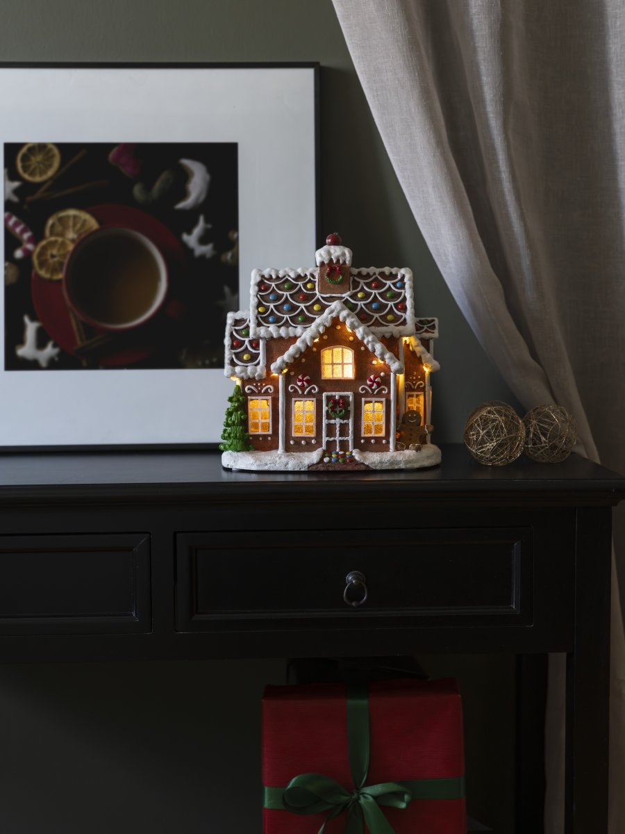 Casa De Jengibre 27cm Marrón De Konstsmide - Linda casa de jengibre con 11 luces LED &aacute;mbar que brillan con la magia de la Navidad.