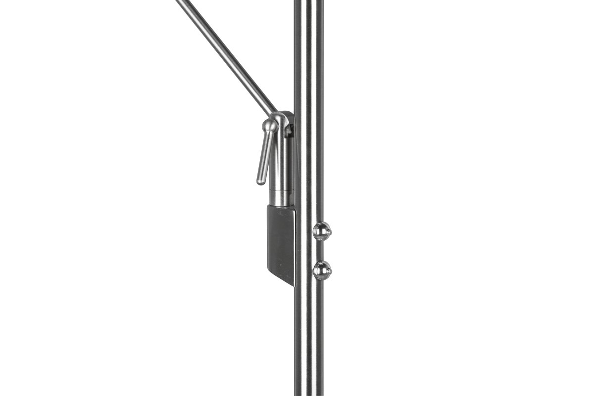 Brantford acero cepillado lámpara de pie De Trio Lighting - El regulador de intensidad del sensor integrado le permite ajustar fácilmente el brillo y el color, mientras que la fuente de luz principal y el brazo de lectura se pueden usar por separado para una iluminación flexible.