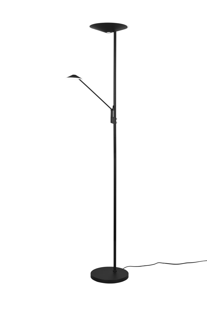 Brantford Negro lámpara de pie De Trio Lighting - El regulador de intensidad del sensor integrado le permite ajustar fácilmente el brillo y el color, mientras que la fuente de luz principal y el brazo de lectura se pueden usar por separado para una iluminación flexible.
