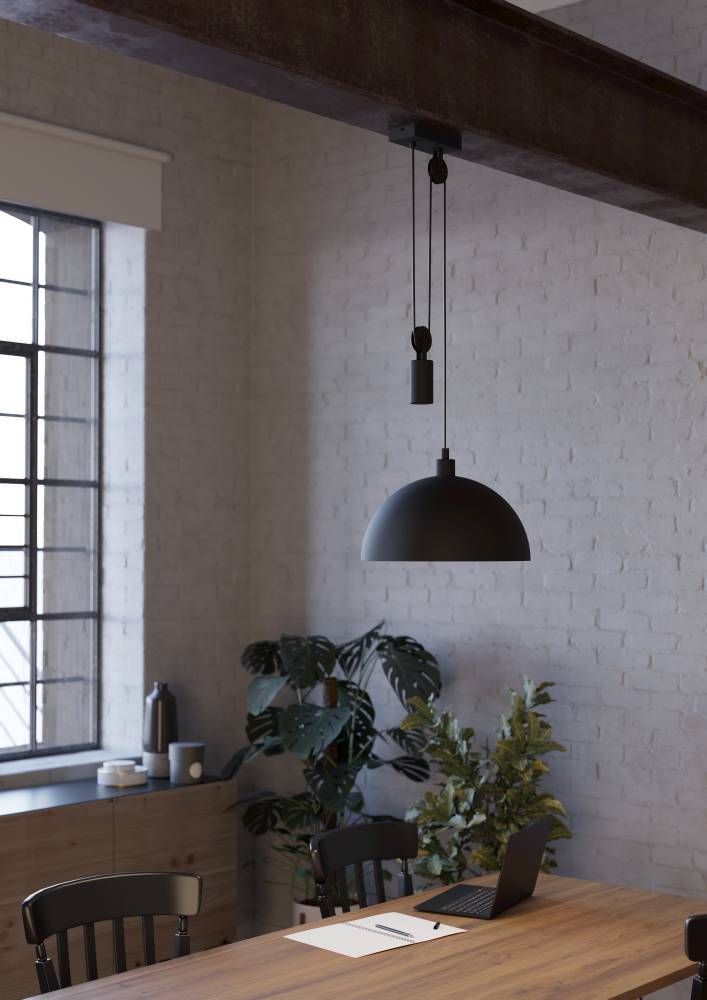 Winkworth Ø38 Negro Lámpas de techo De Eglo - Gracias al acabado negro mate y al mecanismo de elevaci&oacute;n &uacute;nico, puede ajustar f&aacute;cilmente la altura para lograr la intensidad de luz perfecta.