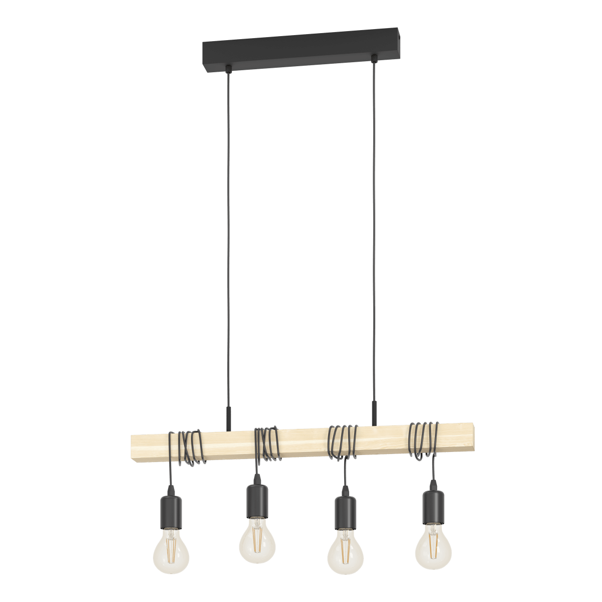Townshend 70cm Madera Lámpas de techo De Eglo - La l&aacute;mpara colgante Townshend, de estilo r&uacute;stico, combina metal y madera en un dise&ntilde;o moderno.