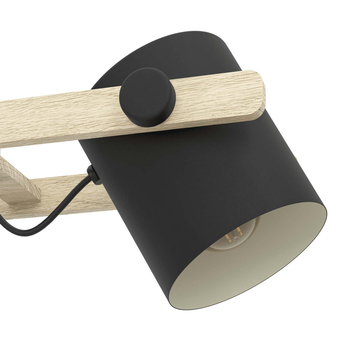 Hornwood 78cm Negro Lámpas de techo De Eglo - La l&aacute;mpara colgante Hornwood combina metal y madera en un dise&ntilde;o r&uacute;stico de atractivo natural.
