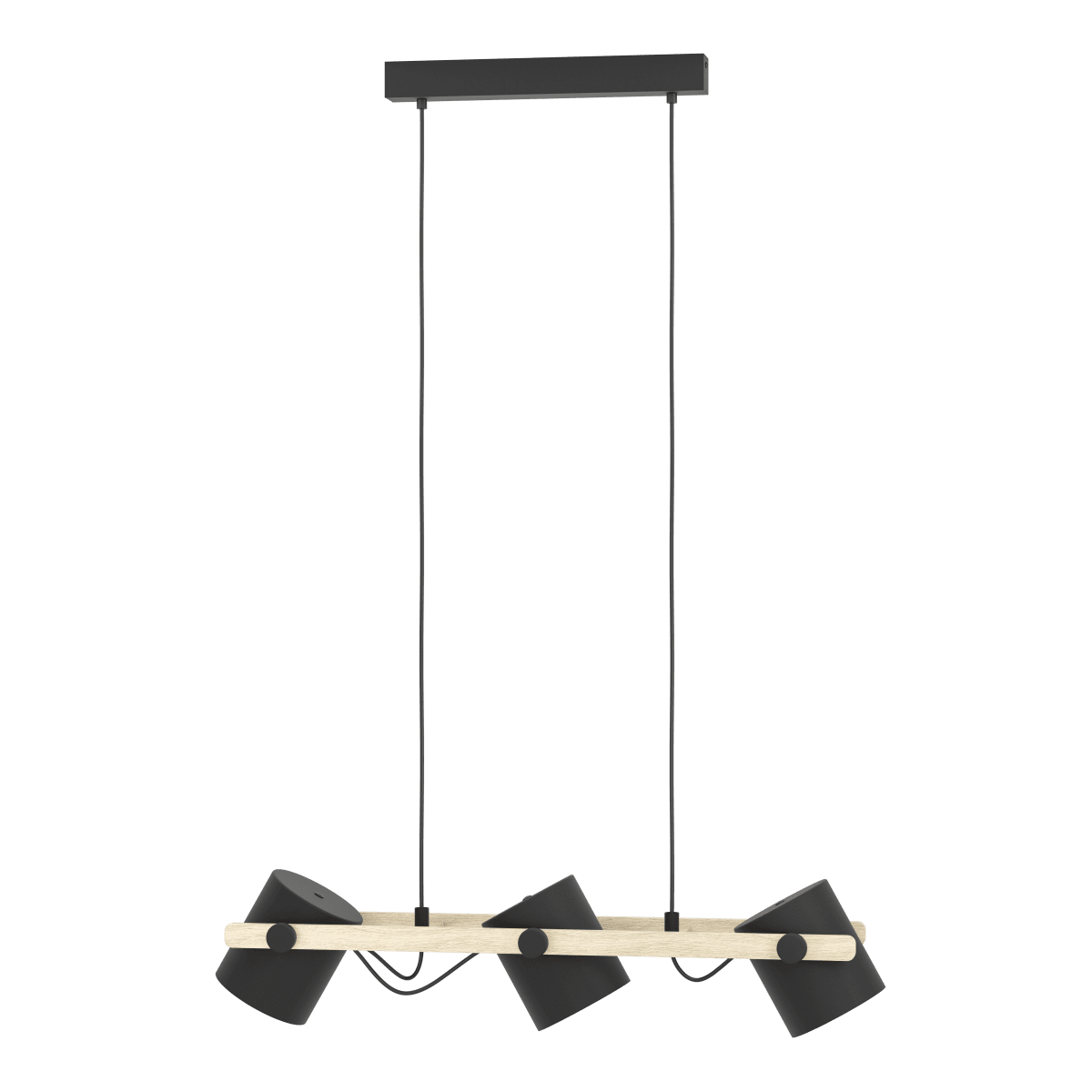 Hornwood 78cm Negro Lámpas de techo De Eglo - La l&aacute;mpara colgante Hornwood combina metal y madera en un dise&ntilde;o r&uacute;stico de atractivo natural.