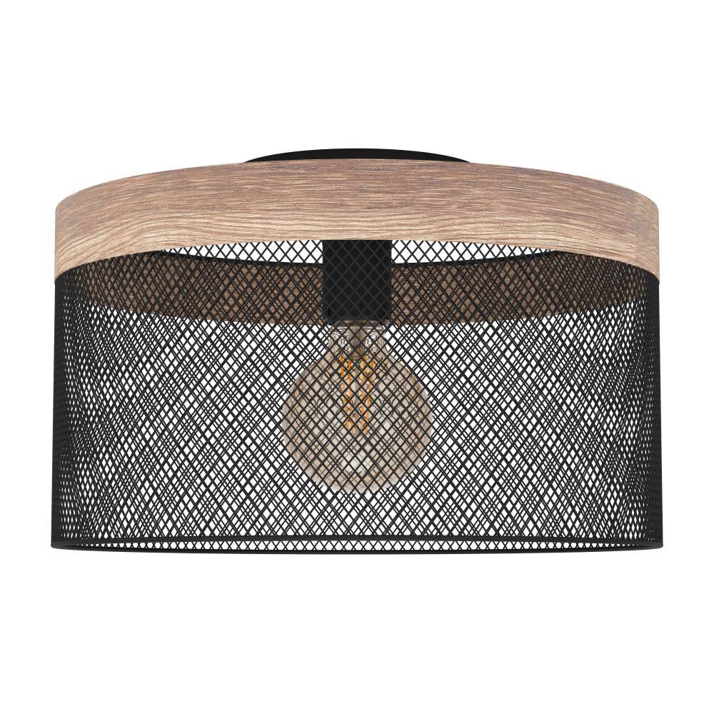 Kilnsdale Ø38 Negro plafón De Eglo - La pantalla de metal negro está hecha de un material similar a una malla que crea un interesante juego de sombras cuando la lámpara está encendida.