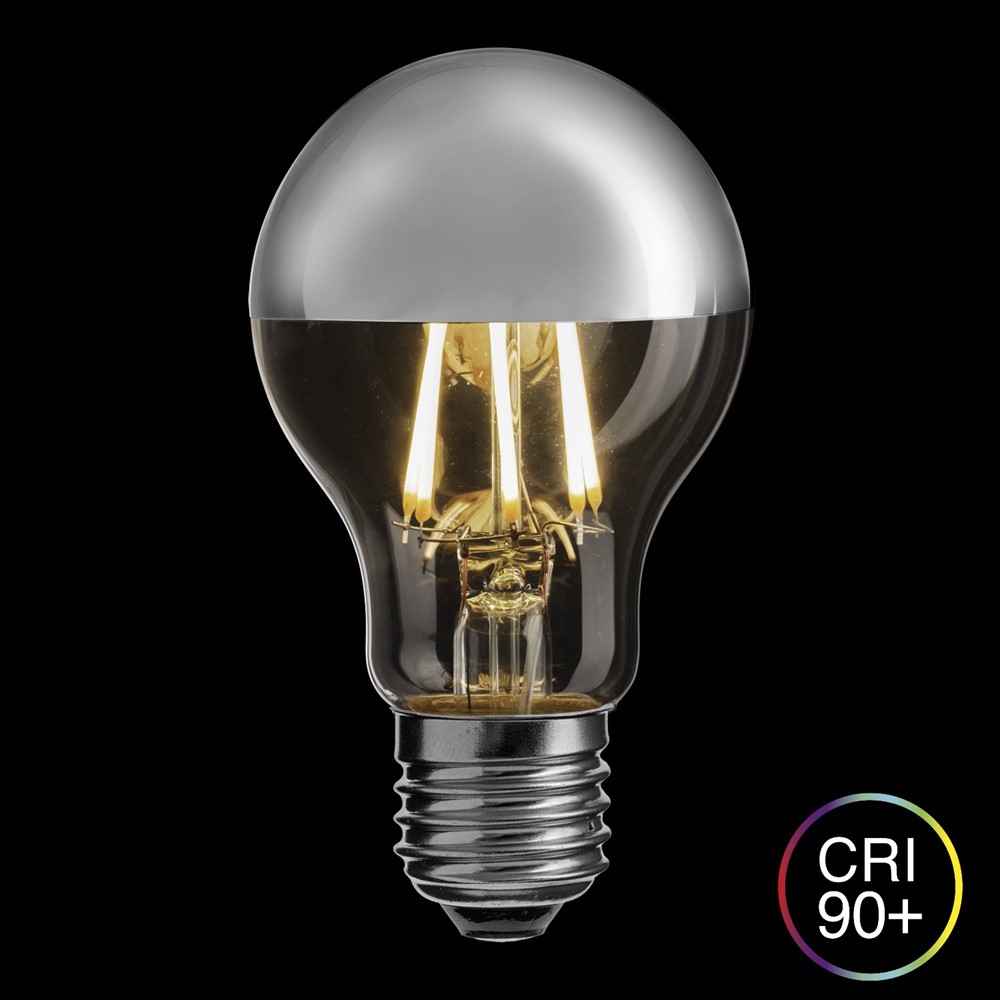 E27 Con Parte Superior Espejada 6W 2700K Regulable Transparente De Unison - Es regulable, lo que le permite ajustar la intensidad de la luz seg&uacute;n sea necesario, y tiene un CRI (&iacute;ndice de reproducci&oacute;n crom&aacute;tica) de m&aacute;s de 90, lo que garantiza una excelente reproducci&oacute;n del color.