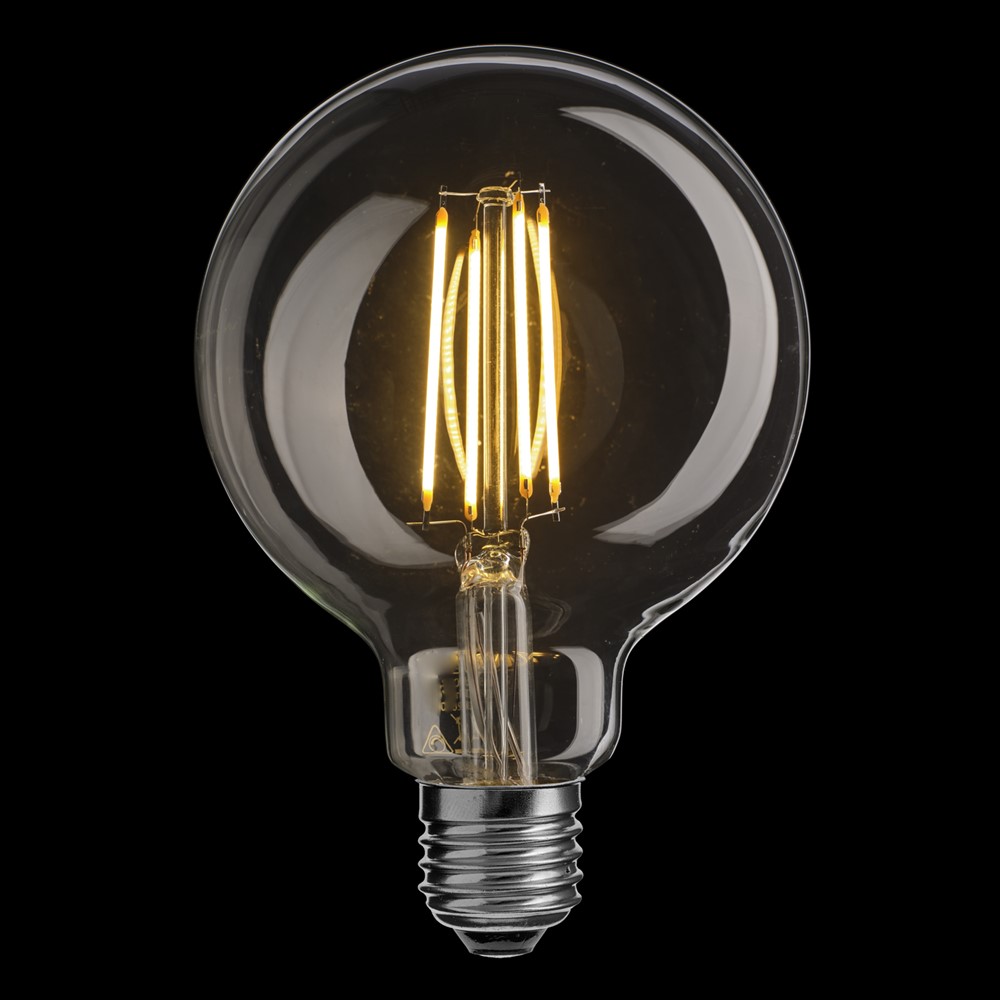 E27 Globo 8W 2700K Regulable Transparente De Unison - La l&aacute;mpara tiene una potencia de 8W y una temperatura de color de 2700K, lo que proporciona una luz c&aacute;lida y agradable.
