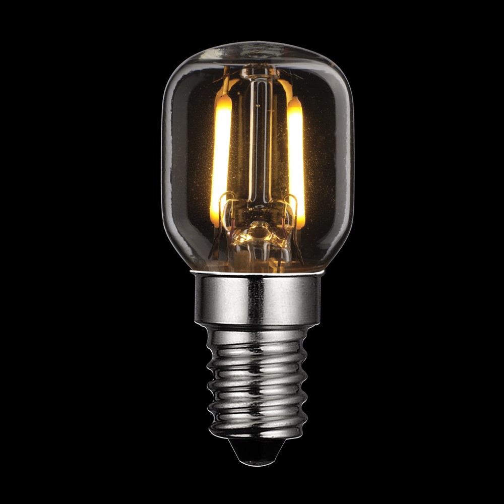 Bombilla E14 Pera 1,2W 2200K Regulable Transparente De Unison - Esta l&aacute;mpara LED P&auml;ron con casquillo E14 transparente tiene una potencia de 1,2 W y una temperatura de color de 2200 K.