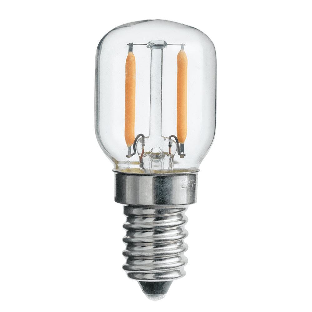 Bombilla E14 Pera 1,2W 2200K Regulable Transparente De Unison - Esta l&aacute;mpara LED P&auml;ron con casquillo E14 transparente tiene una potencia de 1,2 W y una temperatura de color de 2200 K.