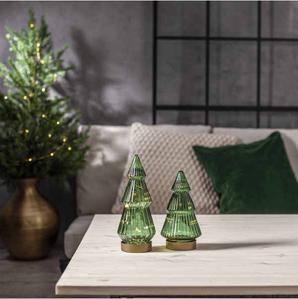 Verde 24cm Verde De Star Trading - Elegante adorno de mesa con forma de &aacute;rbol de Navidad, fabricado en cristal verde oscuro.