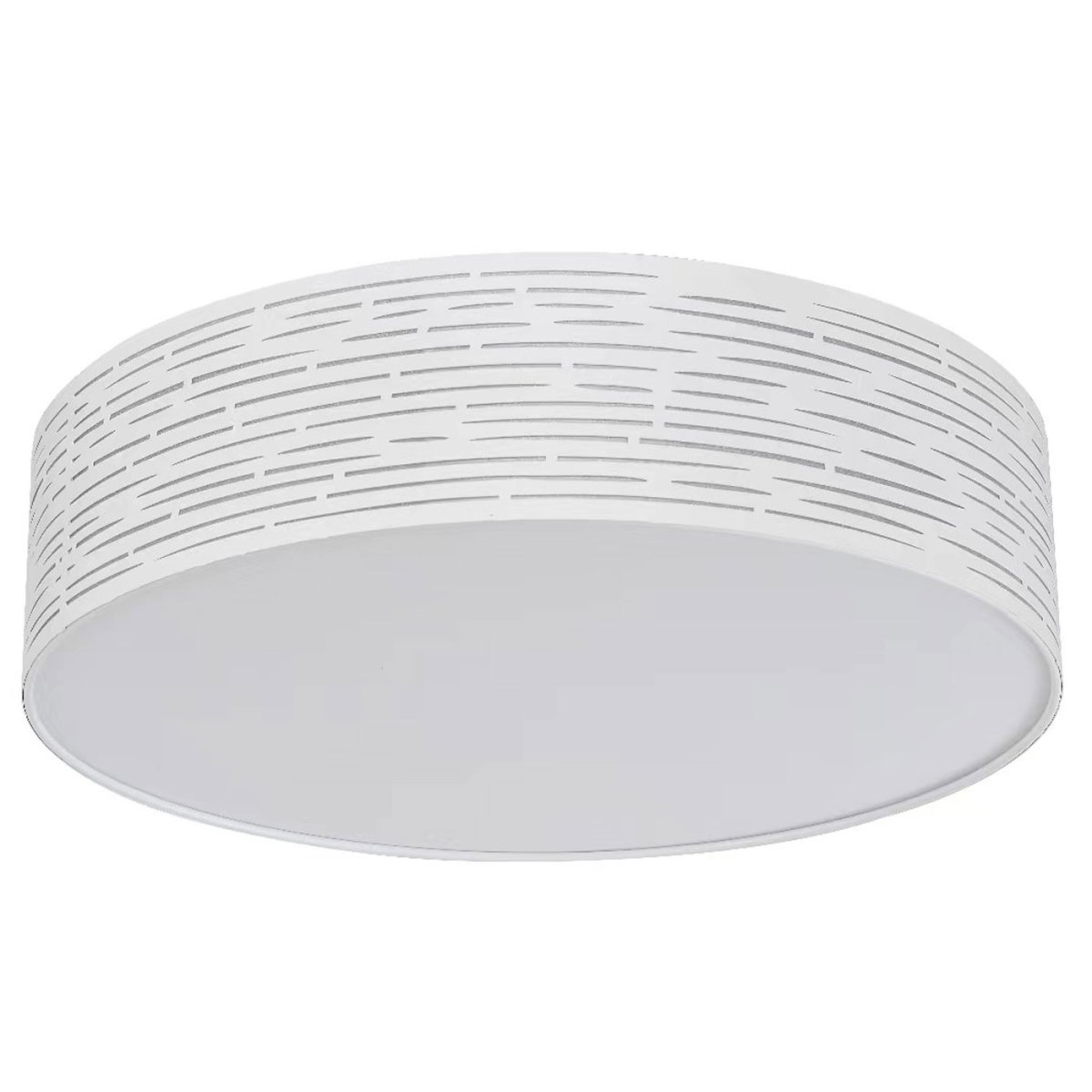 Imagen ampliada de Candy Ø40 Blanco plafón De Oriva - La pantalla blanca con tallas elegantes y sutiles difunde una luz suave y agradable por toda la estancia, perfecta para salas de estar y dormitorios.