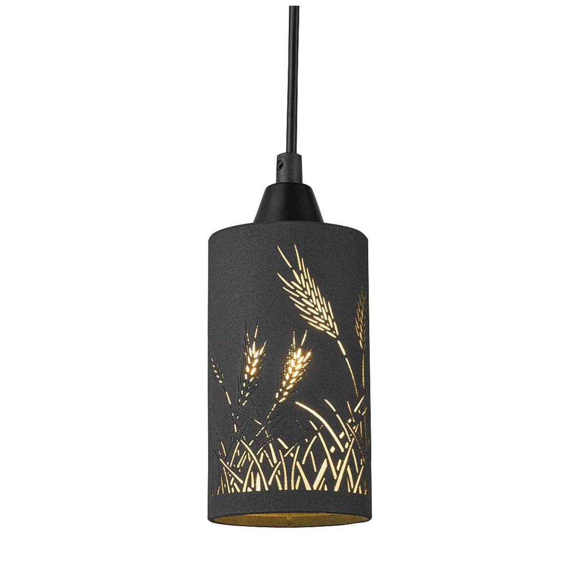 Ax Ø8 Negro lámpara de ventana De Oriva - Crea una atm&oacute;sfera &uacute;nica con esta elegante l&aacute;mpara de ventana, donde el hermoso dise&ntilde;o tallado de tallos de trigo permite que la luz baile a trav&eacute;s de la pantalla.