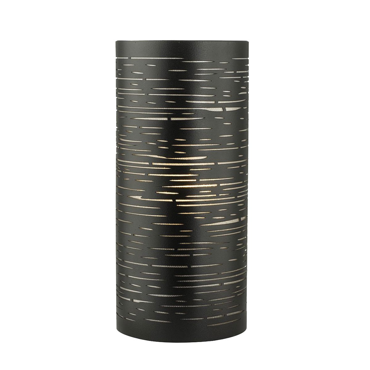 Candy 22cm Negro lámpara de mesa De Oriva - Esta lámpara de mesa combina sencillez y elegancia a través de su pantalla de metal negro con refinados tallados horizontales.