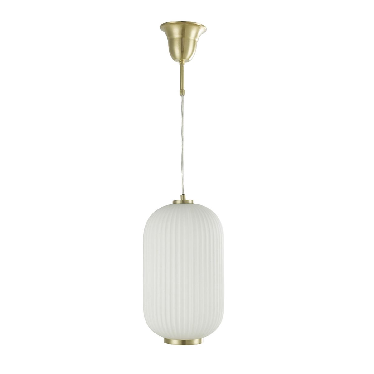 Imagen ampliada de Nicki Ø20 Latón cepillado Lámpas de techo De Oriva - Esta elegante lámpara de techo de vidrio esmerilado con superficie acanalada y detalles de latón cepillado agregará un aspecto elegante y sofisticado a su hogar.