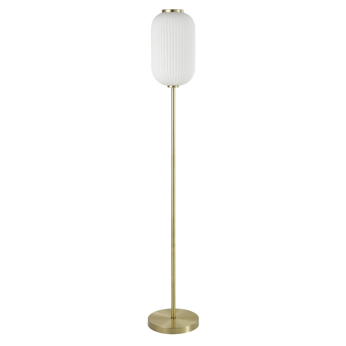 Nicki Latón cepillado lámpara de pie De Oriva - El elegante dise&ntilde;o de la l&aacute;mpara la convierte en un punto de inter&eacute;s para su interior y combina armoniosamente con ambientes cl&aacute;sicos y modernos.