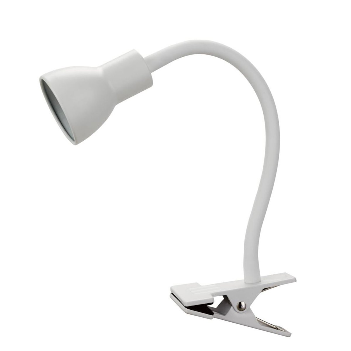 Saga Blanco lámpara de pinza De Oriva - El brazo flexible le permite ajustar la luz para adaptarse a sus necesidades de lectura o trabajo, lo que lo hace perfecto para oficinas, dormitorios o salas de estudio.