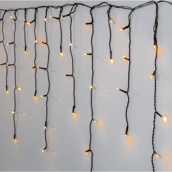 Guirnalda De Luces En Forma De Carámbanos Golden Warm White 6m Negro De Star Trading - Cadena de car&aacute;mbanos con 240 luces LED con un hermoso brillo dorado.