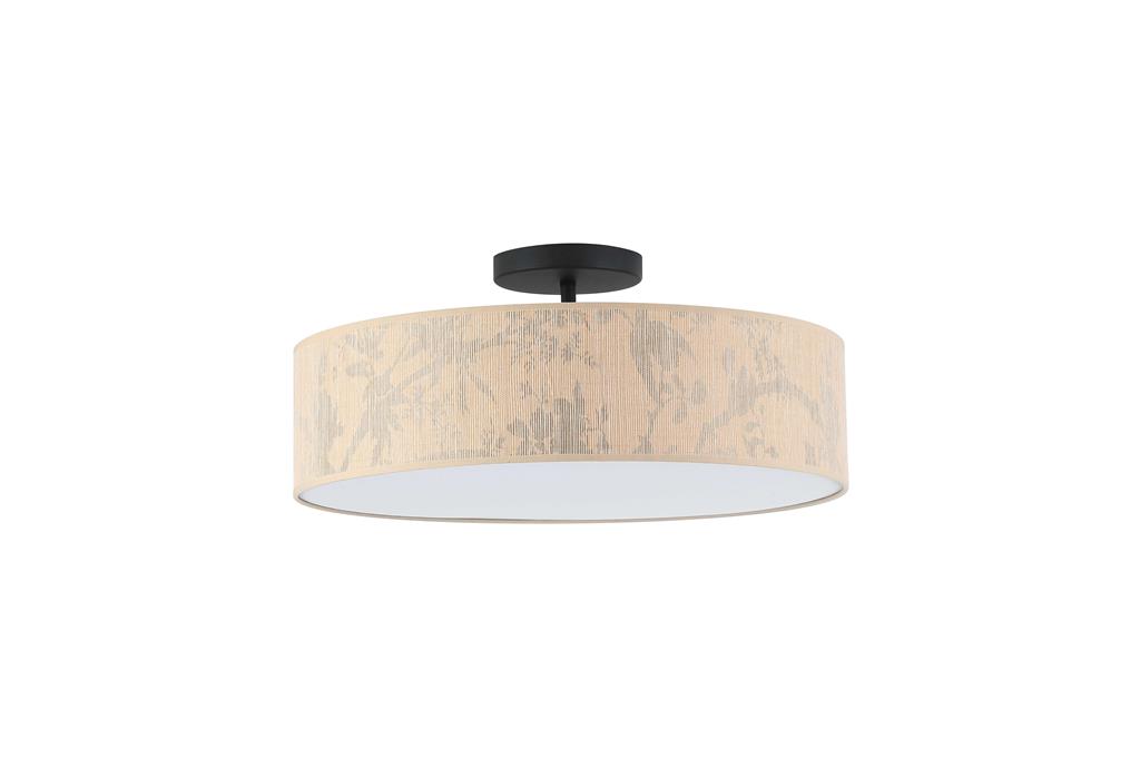Isla Ø55 Marrón claro plafón De Searchlight - Isla es una hermosa lámpara de techo con pantalla de papel reciclado ecológico y un delicado estampado de hojas en tonos naturales, perfecta para crear un ambiente cálido y relajante.