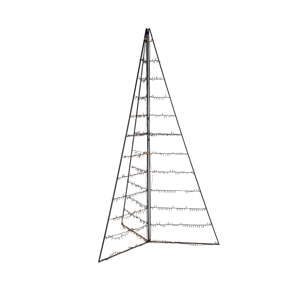 Decoración Metálica Pirámide 240cm Negro De Konstsmide - Con 651 luces LED de color &aacute;mbar c&aacute;lido, difunde un brillo elegante y crea una atm&oacute;sfera m&aacute;gica.