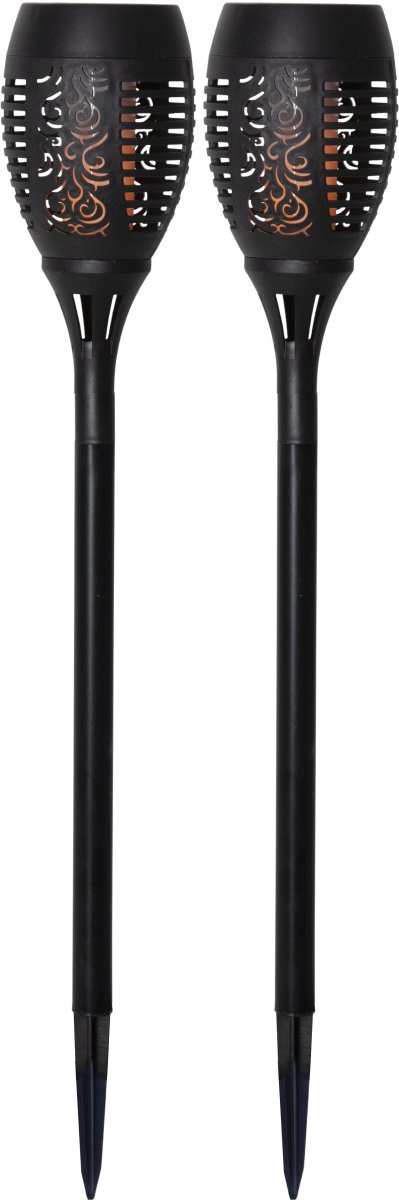 Flame Pack De 2 Negro lámpara solar De Star Trading - Crea un ambiente encantador en tu jardín con este paquete de 2 antorchas solares.