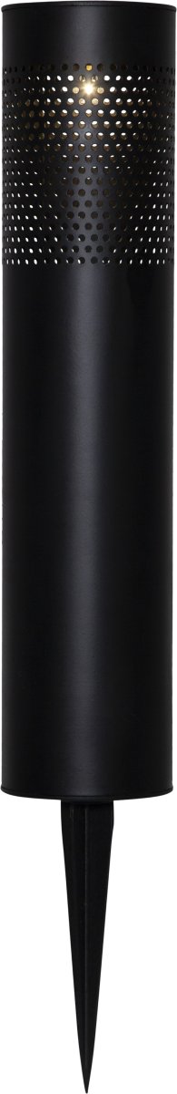 Blace Negro lámpara solar De Star Trading - Su carcasa de metal negro presenta un delicado patrón de cuentas que crea un hermoso y vibrante juego de luces al encenderse.