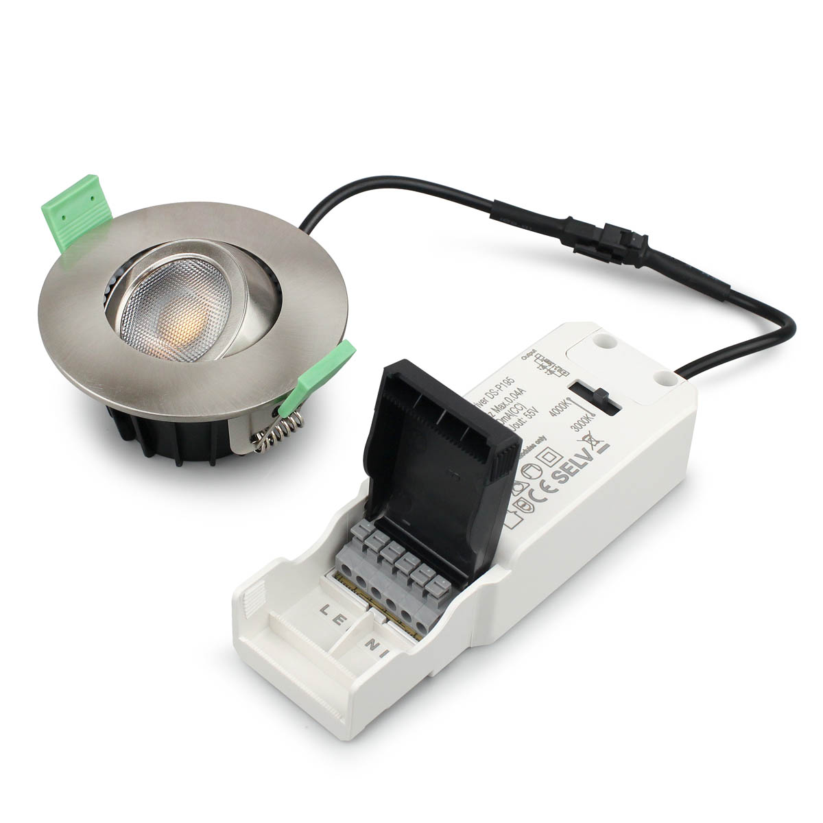Sanna 230V 3000-4000K Acero cepillado De Llitt - Este foco ofrece una luminosidad de poco m&aacute;s de 520 l&uacute;menes y una temperatura de color ajustable de 3000 K/4000 K.